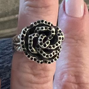 Christy Cali Botanical Garden Rose Ring with Dark(Black) crystals